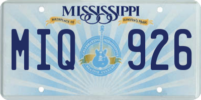 MS license plate MIQ926