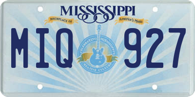 MS license plate MIQ927