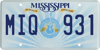 MS license plate MIQ931