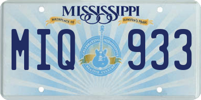 MS license plate MIQ933
