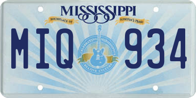 MS license plate MIQ934