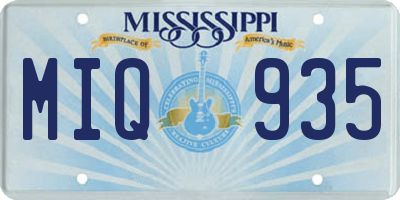 MS license plate MIQ935