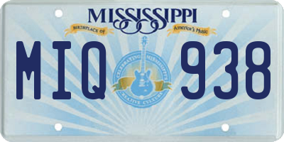 MS license plate MIQ938