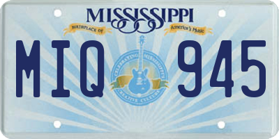 MS license plate MIQ945