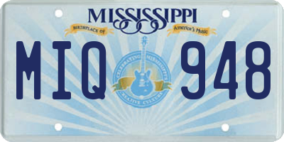 MS license plate MIQ948