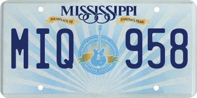 MS license plate MIQ958