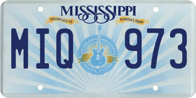 MS license plate MIQ973