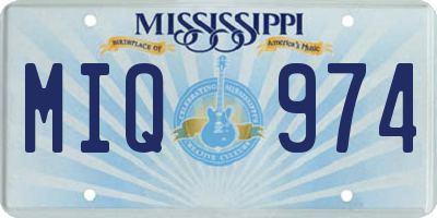 MS license plate MIQ974