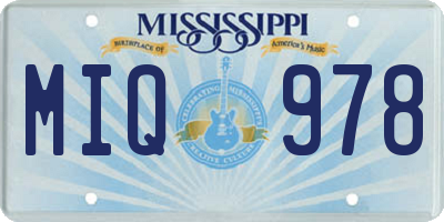 MS license plate MIQ978