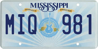 MS license plate MIQ981