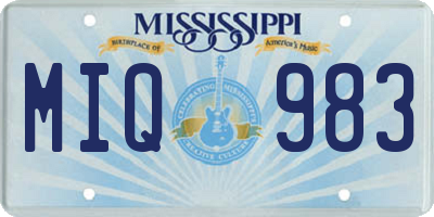 MS license plate MIQ983