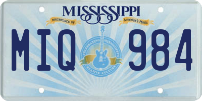 MS license plate MIQ984