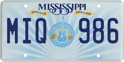 MS license plate MIQ986