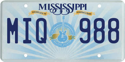 MS license plate MIQ988
