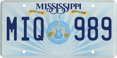 MS license plate MIQ989