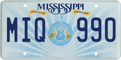 MS license plate MIQ990