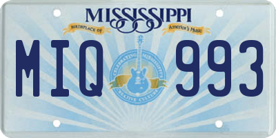 MS license plate MIQ993
