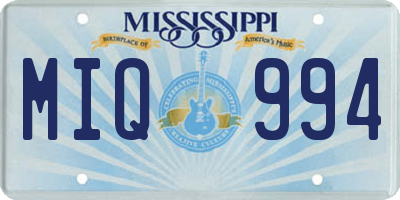 MS license plate MIQ994