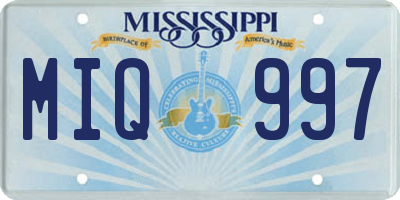 MS license plate MIQ997
