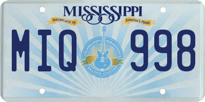 MS license plate MIQ998