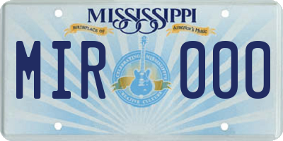 MS license plate MIR000