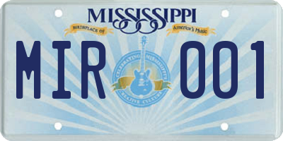 MS license plate MIR001