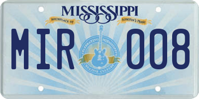 MS license plate MIR008