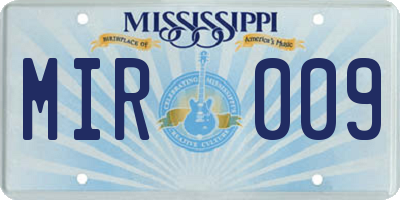 MS license plate MIR009