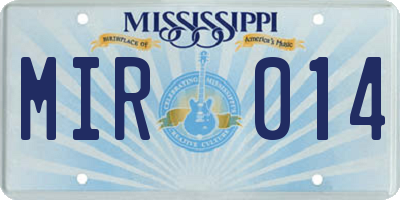 MS license plate MIR014