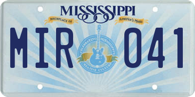 MS license plate MIR041