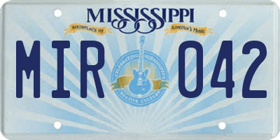 MS license plate MIR042