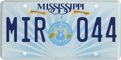MS license plate MIR044