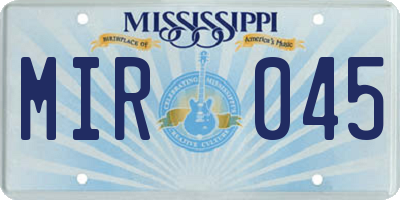 MS license plate MIR045
