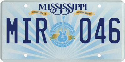 MS license plate MIR046