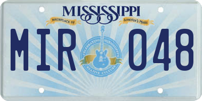 MS license plate MIR048