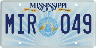 MS license plate MIR049