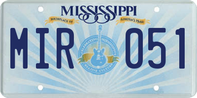 MS license plate MIR051