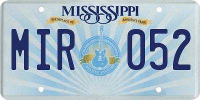 MS license plate MIR052