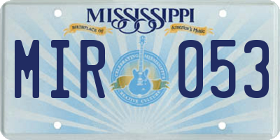 MS license plate MIR053