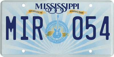 MS license plate MIR054