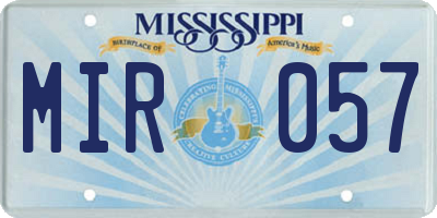 MS license plate MIR057