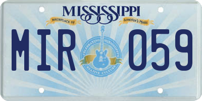 MS license plate MIR059
