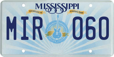 MS license plate MIR060