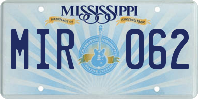 MS license plate MIR062