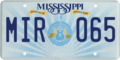 MS license plate MIR065