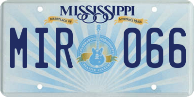 MS license plate MIR066