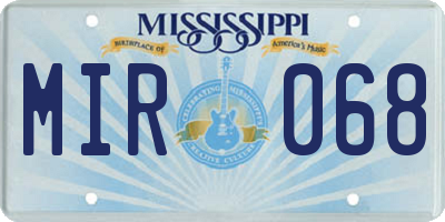 MS license plate MIR068