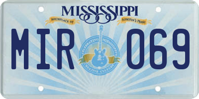 MS license plate MIR069