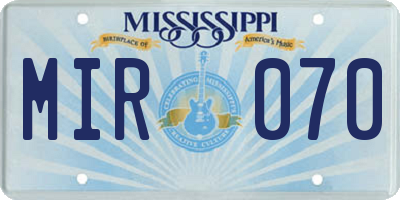 MS license plate MIR070