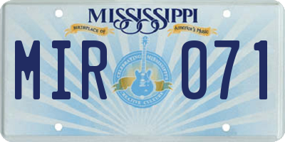 MS license plate MIR071